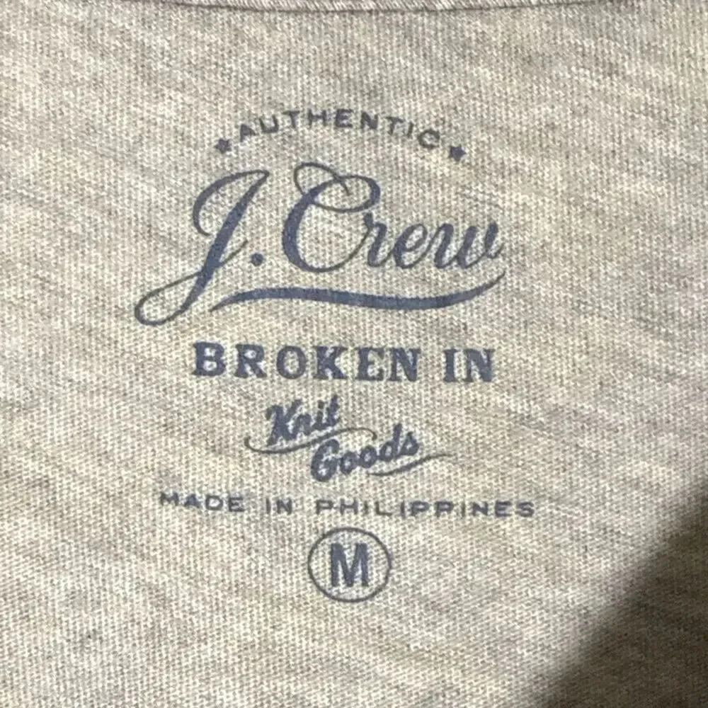 J.Crew Men's The Broken-In Tee Tan Long Sleeve T-Shirt Medium 100% Cotton Casual